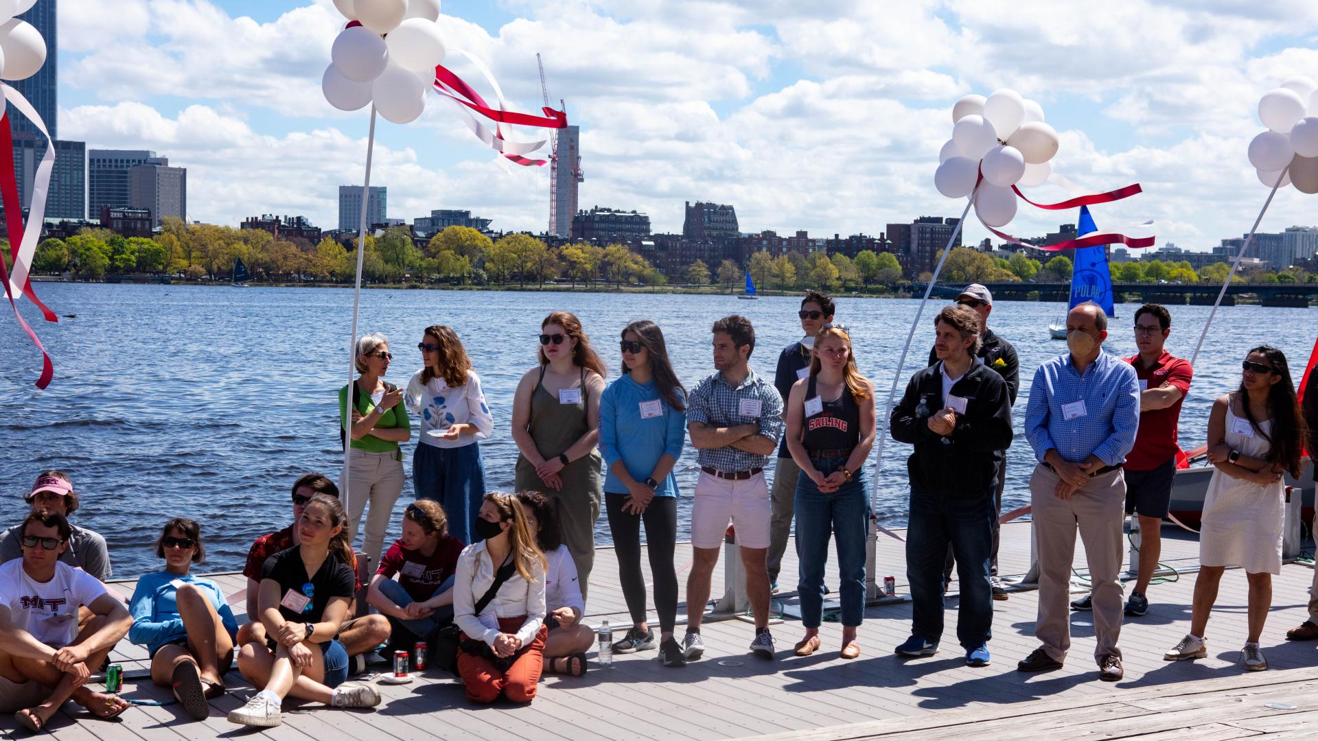 On May 11, a boat donated by MechE alumna and chair of the MIT Corporation Diane Greene SM ’78, was christened the “Chrys Chryssostomidis” in honor of Professor Chryssostomos Chryssostomidis. Greene and Chryssostomidis celebrated alongside members of the MIT community in a boat naming ceremony at the MIT Sailing Pavilion. 
